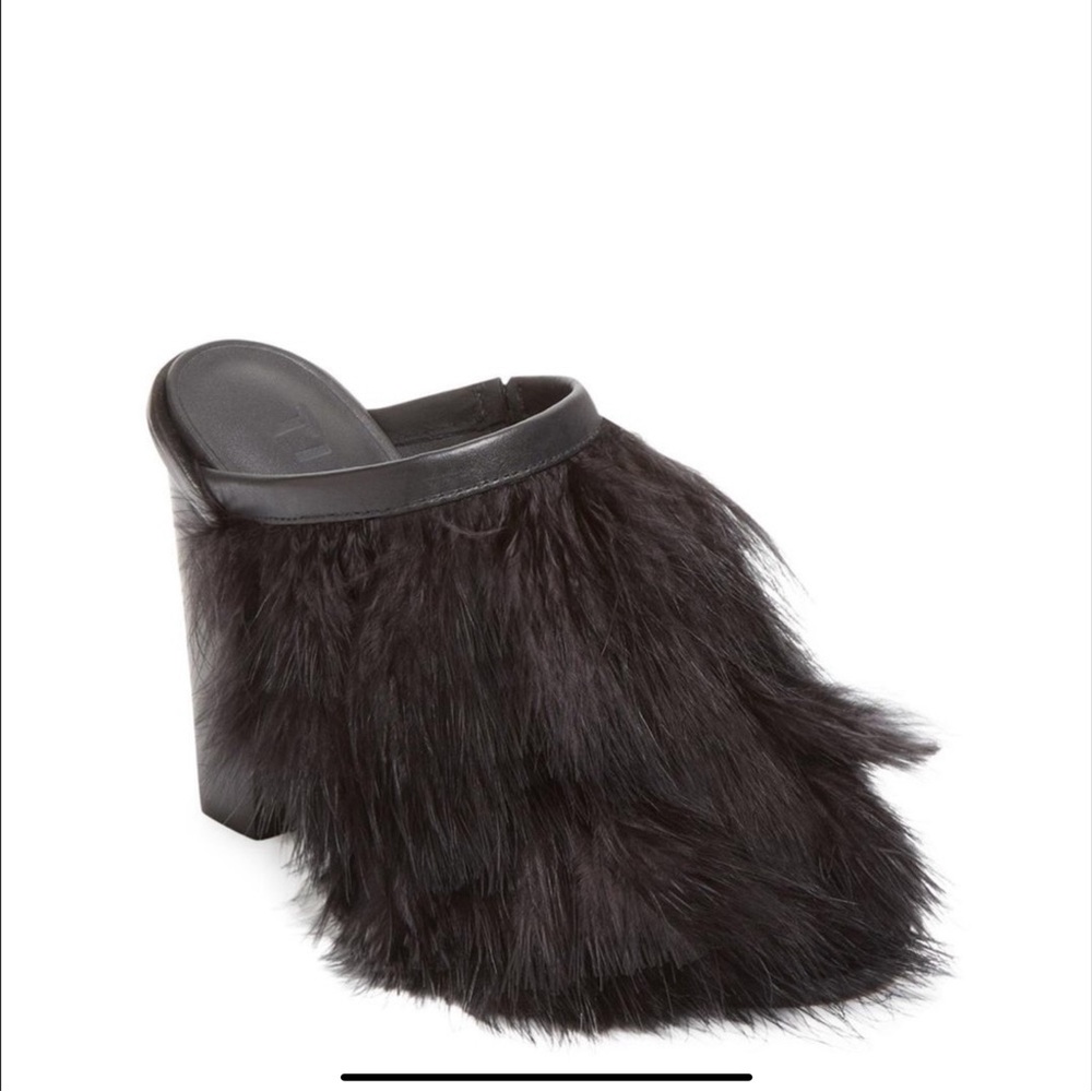 Tibi Feather Black mules